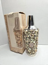 Cocktail Shaker Covered In Natural Sea Shells Beach House Tiki Bar Decor Barware