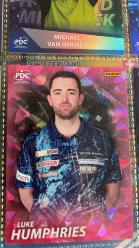 Panini PDC Premier League Darts Card 2025 Luke Humphries Pink Cracked Ice