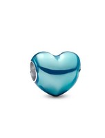 Pandora Moments Himmelblaues Metallic-Herz Charm 793337C06
