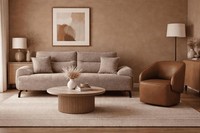 3 Sitzer Sofa Sessel Wohnzimmer Stil Modern Farbe Braun Neu Bequem