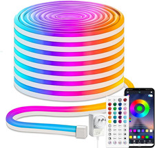 32.8ft Rgb Neon Led Strip Lights 24v Waterproof Silicone Rope Light Music Sync