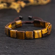 Natural Tiger Eye & Black Onyx Protection Beaded Healing Reiki Men's Bracelet
