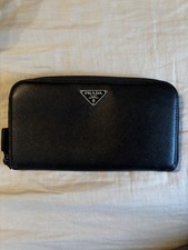 PRADA Black Women s Zip-Around Wallet w/ Logo...