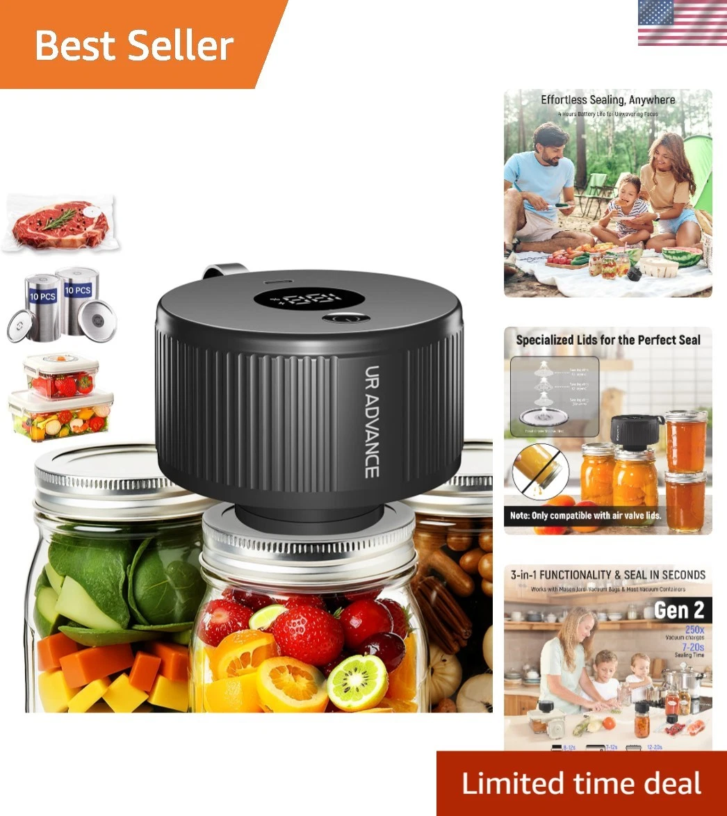 Complete Kit 3in1 Electric Mason Jar Vacuum Sealer- Perfect Gift Idea