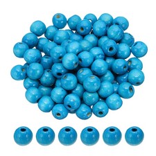 14mm Wooden Beads for Craft Making, 100 Pcs Loose Spacer Beads, Sky Blue