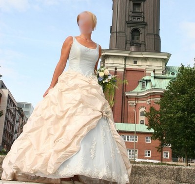 Ian Stuart Brautkleid Carousel Gr 38 US 8 Aqua Gold Designer Hochzeitskleid