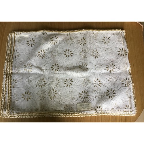 Set 4 tovagliette scintillanti vintage bianco/oro 15” x 20” NUOVE - Foto 1 di 5