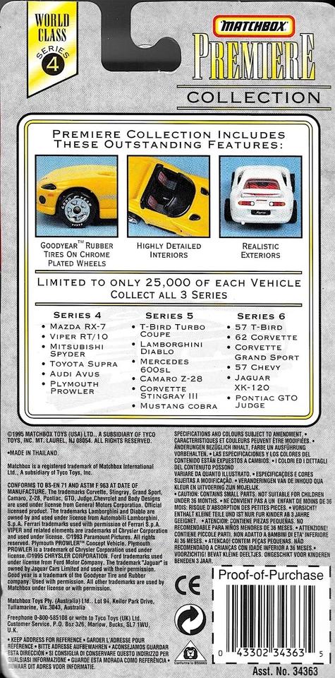 Nuevo 1996 Matchbox Premiere Collection World Class Series 4 Audi Avus blanco Foto 3 de 4