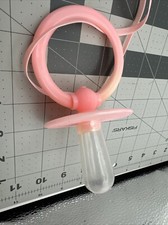 Vintage Jumbo Pacifier Pink Plastic with Necklace