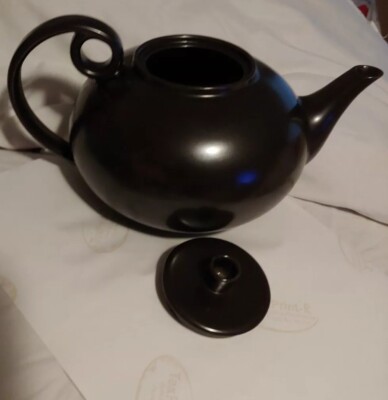 Mcm TEAPOT Mint Handle 1950s Black Brown GENEVA CHINA Lidded LowShip USA 