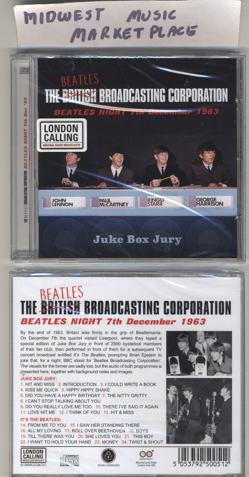 The Beatles - The BBC Beatles Night 7th December 1963 - Brand New MINT Sealed CD