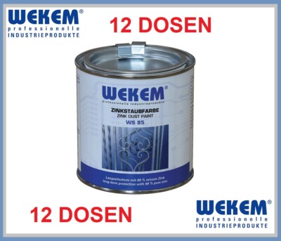 12 DOSEN WEKEM Zinkstaubfarbe Zinkfarbe WS85 dunkelgrau, metallisch matt 375 ml