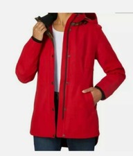 Pendleton Womens S Water Resistant Hooded Red Rain Jacket Coat Crimson Plaid Lng