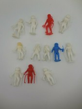 12 Vintage Plastic Space Men Plastic Toys Marx MPC Red Blue White Astronaut