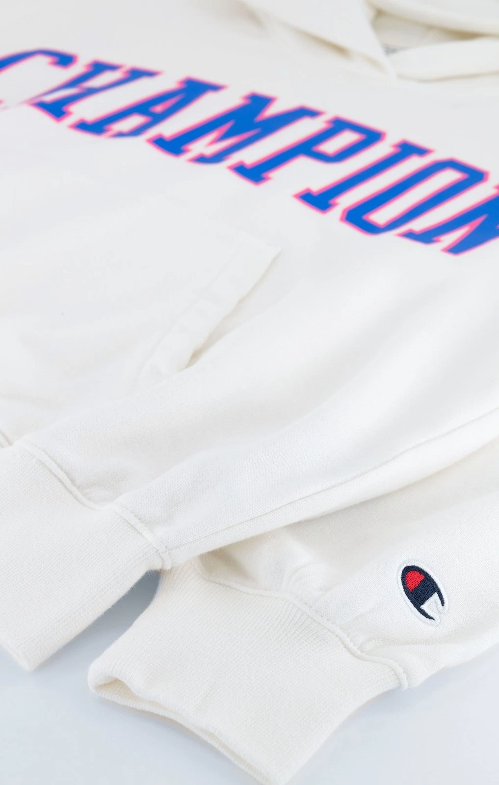 OFF WHITE Felpa con cappuccio Champion bianco sporco