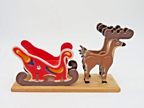 Hand-made Wooden Reindeer Sleigh Decoration for Christmas - Picture 3 of 3
