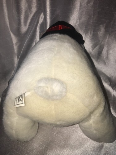 near mint vtg 1997’ **Coca-Cola** White Plush Hat/Tie Stuffed Polar Bear - Picture 8 of 12