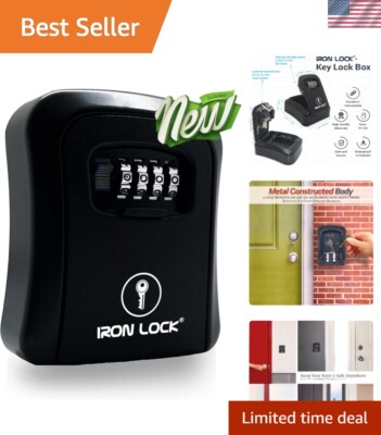 Durable Outdoor Key Lock Box - 4-Digit Combination Safe for Home and Business
