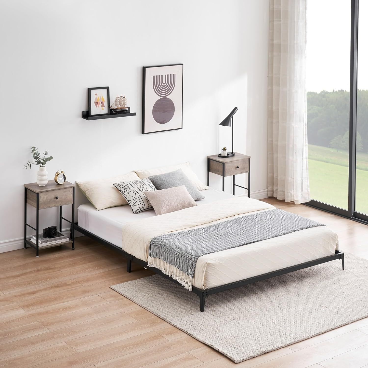 6 Inch Heavy Duty Queen Size Metal Platform Bed Frame with Sturdy Support Slats