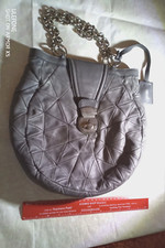POLLINI GREY SOFT LEATHER HANDBAG MADE IN ITALY