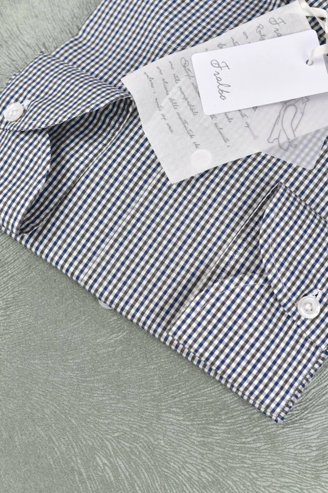 NUOVA camicia Fralbo Napoli fatta a mano in cotone 39 US 15,5 multicolore ves... - Immagine 3 di 4