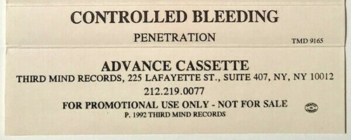CONTROLLED BLEEDING Penetration CASSETTE Tape MINT Promo INDUSTRIAL Noise - Imagen 2 de 5