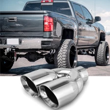 For GMC Sierra 1500 2.5" In 3.5" Out 9.5" Double Wall Stainless Exhaust Dual Tip