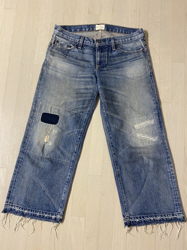 SIMON MILLER W005 BALTIC CROPPED FRAYED WIDE LEG DISTRESSED DENIM JEANS $275 27