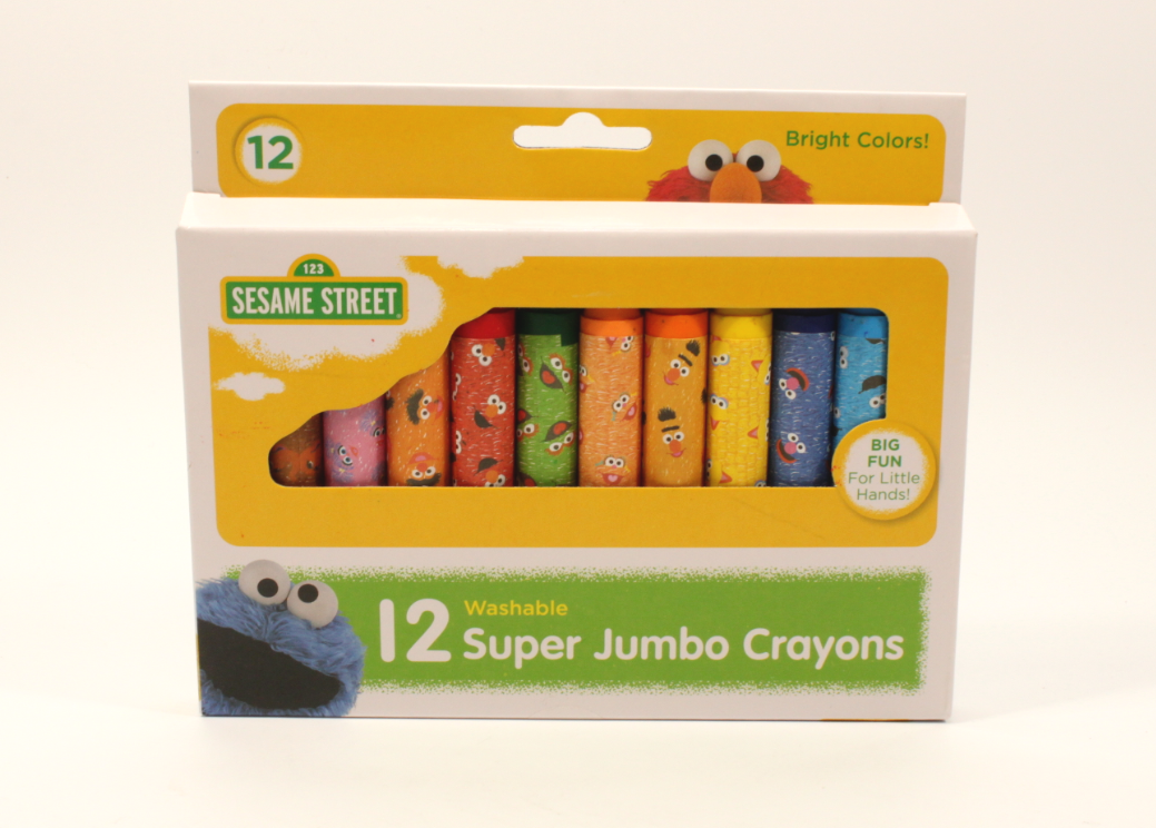 Sesame Street 12 pack Washable Super Jumbo Crayons New Back to School
