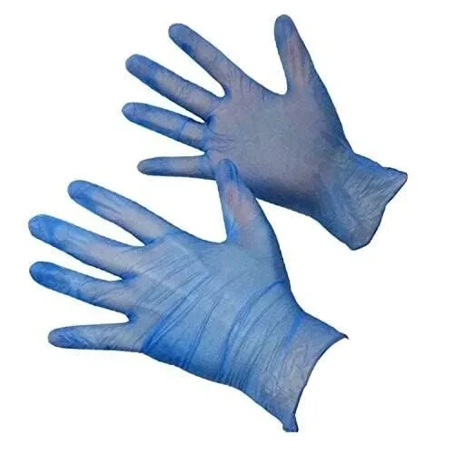 Gloveman Blue Vinyl Gloves - Powder Free & Latex Free - 100 Gloves/Box - LARGE - Picture 2 of 4