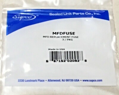 Genuine Supco MFDFUSE Replacement Fuse for MFD10 Capacitor (3-PACK of fuses)
