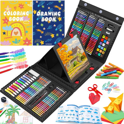 All in One Art Supplies, Art Kit Includes Easel, Origami Paper, Colored Penci...