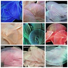 Pleated Organza Mesh Fabric Holographic Gradient Color Frill for Dress Costume