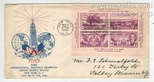 Hoja de recuerdo Tipex 1936 FDC 778-30 GRANDY CACHET #7 ENV. COLOR AZUL
