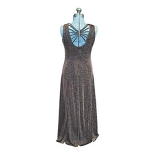 Vintage Y2K Molly Malloy Evening dress bronze black sparkle lurex sz 14