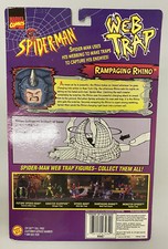 De colección Marvel ToyBiz Spider-Man Web Trap Rampaging Rhino Card Back Package 1997