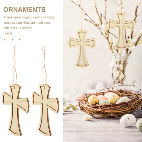 12Pcs Wooden Cross Shape Cutouts Blank Cross Slices Unfinished Wood Slices UK - Bild 10 von 12