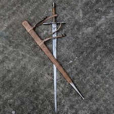 Espada réplica templaria - Espada larga medieval hecha a mano con vaina de cuero