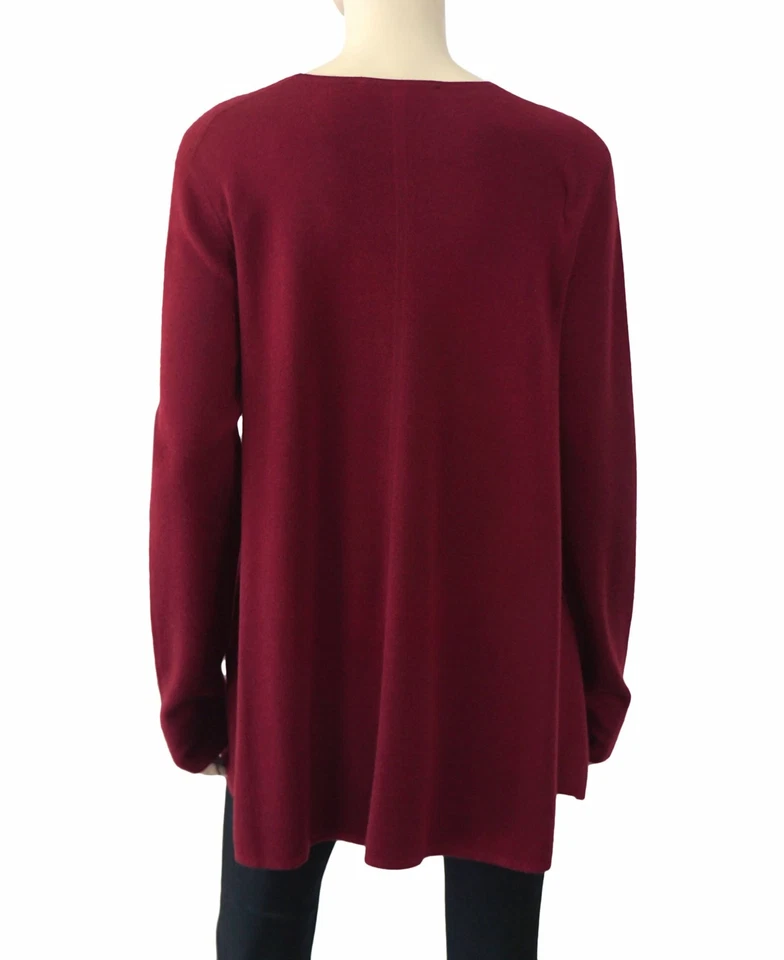 Suéter Top DEREK LAM Talla L Borgoña Cachemira Calce Suelto Drapeado Espalda TOTALMENTE NUEVO Foto 4 de 4
