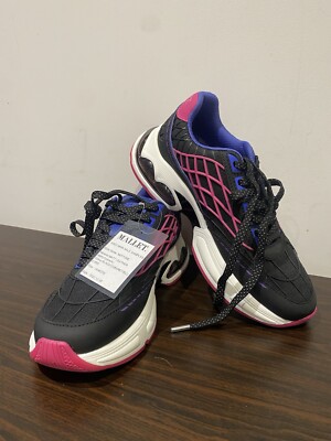 Mallet Women's Naptun Matt Leather Trainer Black Cabaret Blue Iris