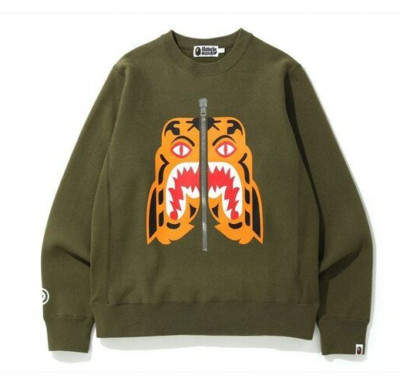 BAPE Tiger Heavy Sweatshirt Olive Green | Size Medium \ M | Shark Crewneck