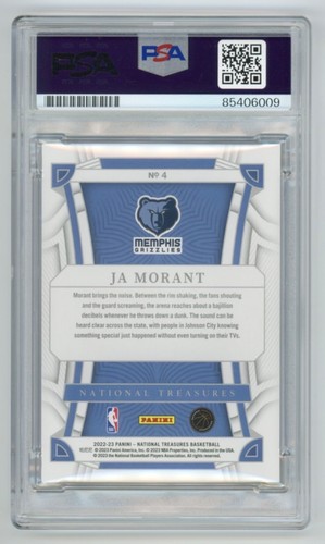 JA MORANT 54/75 Signed 2022 Panini National Treasures Card PSA AUTO 10 - Picture 2 of 2