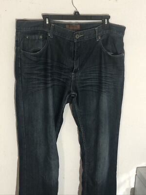 ROK Mens Relaxed Blue Jeans Zip Back Pocket Tag 40x32 Measure 38 X 30