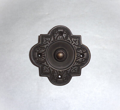 Decorative Antique Patina Bronze Push Button Door Ring Bell Plate