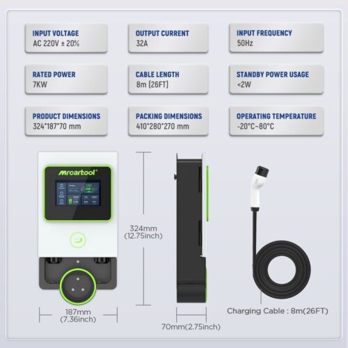 MRCARTOOL S311 8m EV Ladegerät 7KW Typ 2 32A Ladestation Elektroauto Charger - Bild 11 von 15
