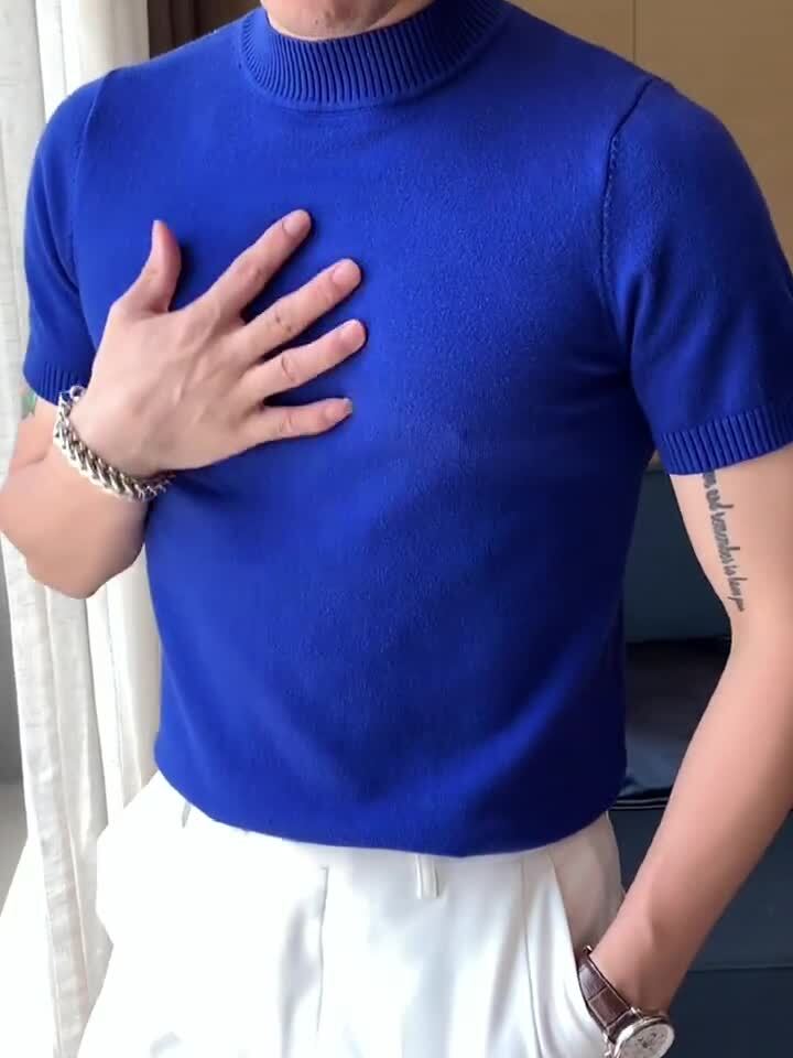 Knitted Sweater Poriff Men's Casual Slim Fit Basic Tops Knitted