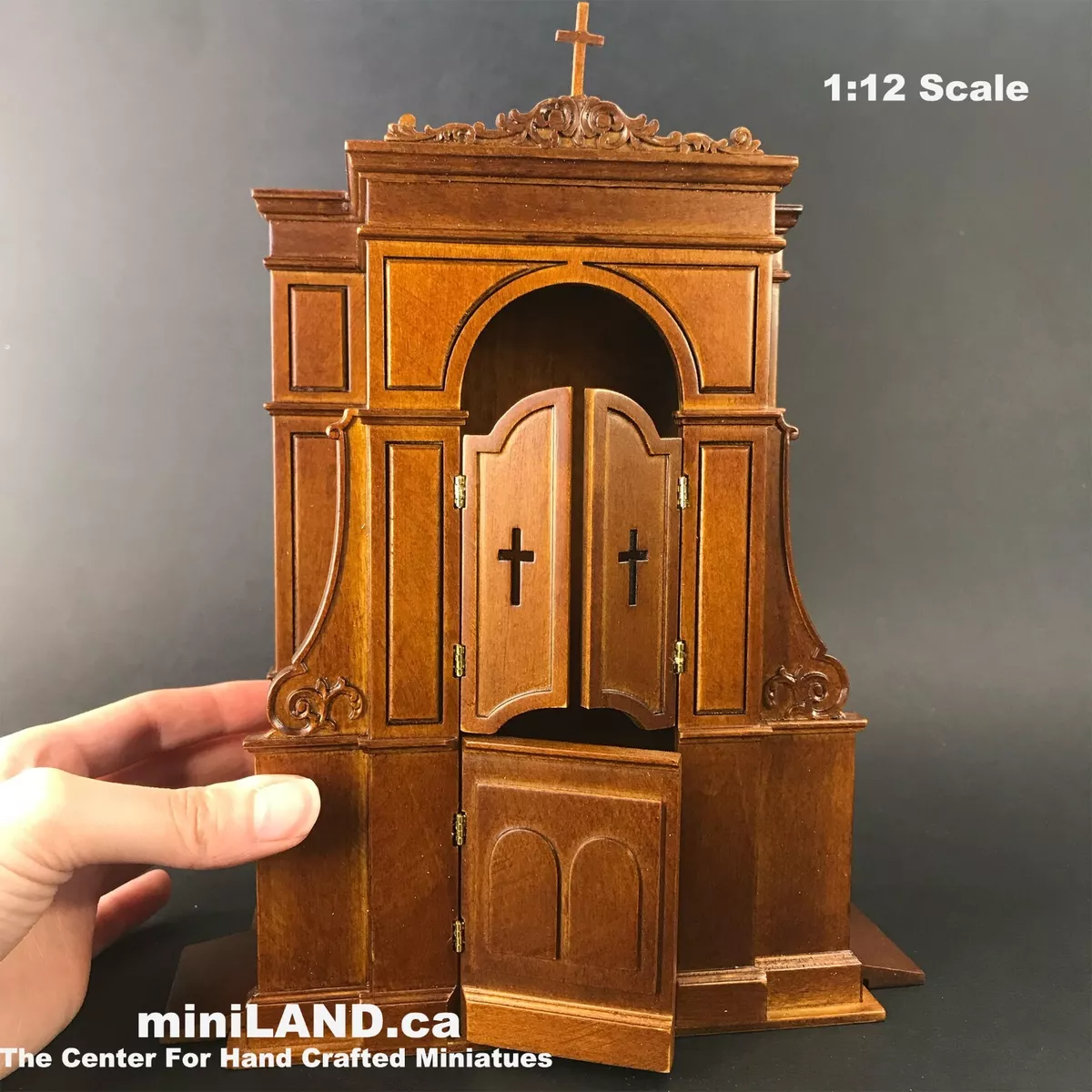 A Confessional box booth miniature dollhouse church 1:12 scale wood  handcrafted