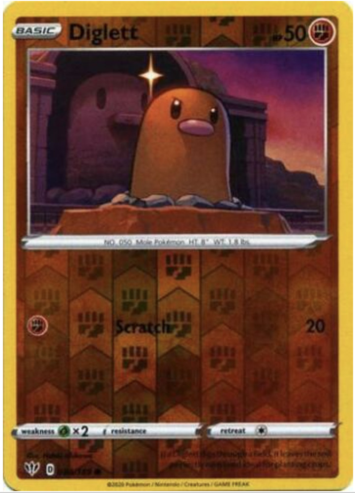 Pokemon -  Diglett - 084/189 - Reverse Holo- Common -  Darkness Ablaze - NM/M