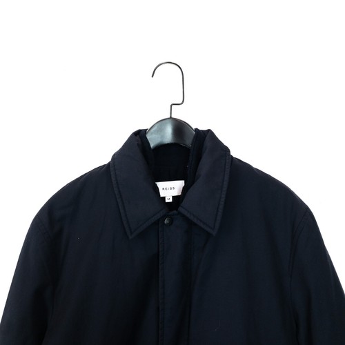 REISS Navy Blue Double Full Zip Water Resistant Collared Moggio Coat - Size M - Picture 9 of 13