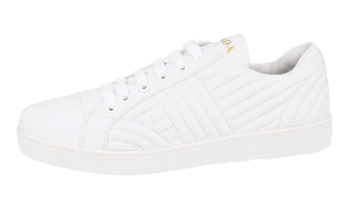 PRADA Leder Diagramme Downtown Sneaker - 1E254L - Weiss - NEU - 37